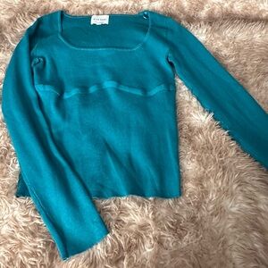 Pink Rose Teal Crew Neck Sweater